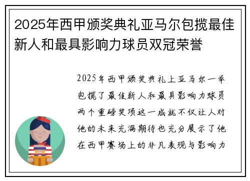2025年西甲颁奖典礼亚马尔包揽最佳新人和最具影响力球员双冠荣誉 2025年西甲颁奖典礼亚马尔包揽最佳新人和最具影响力球员双冠荣誉
